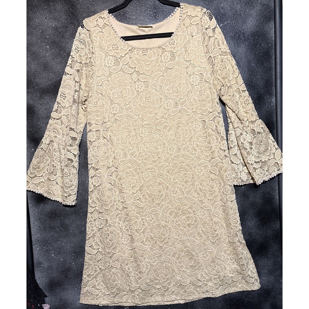 Lace Dress, Brittany Black Ecru Lace Dress  with lining , Sz XL Wedding, Party